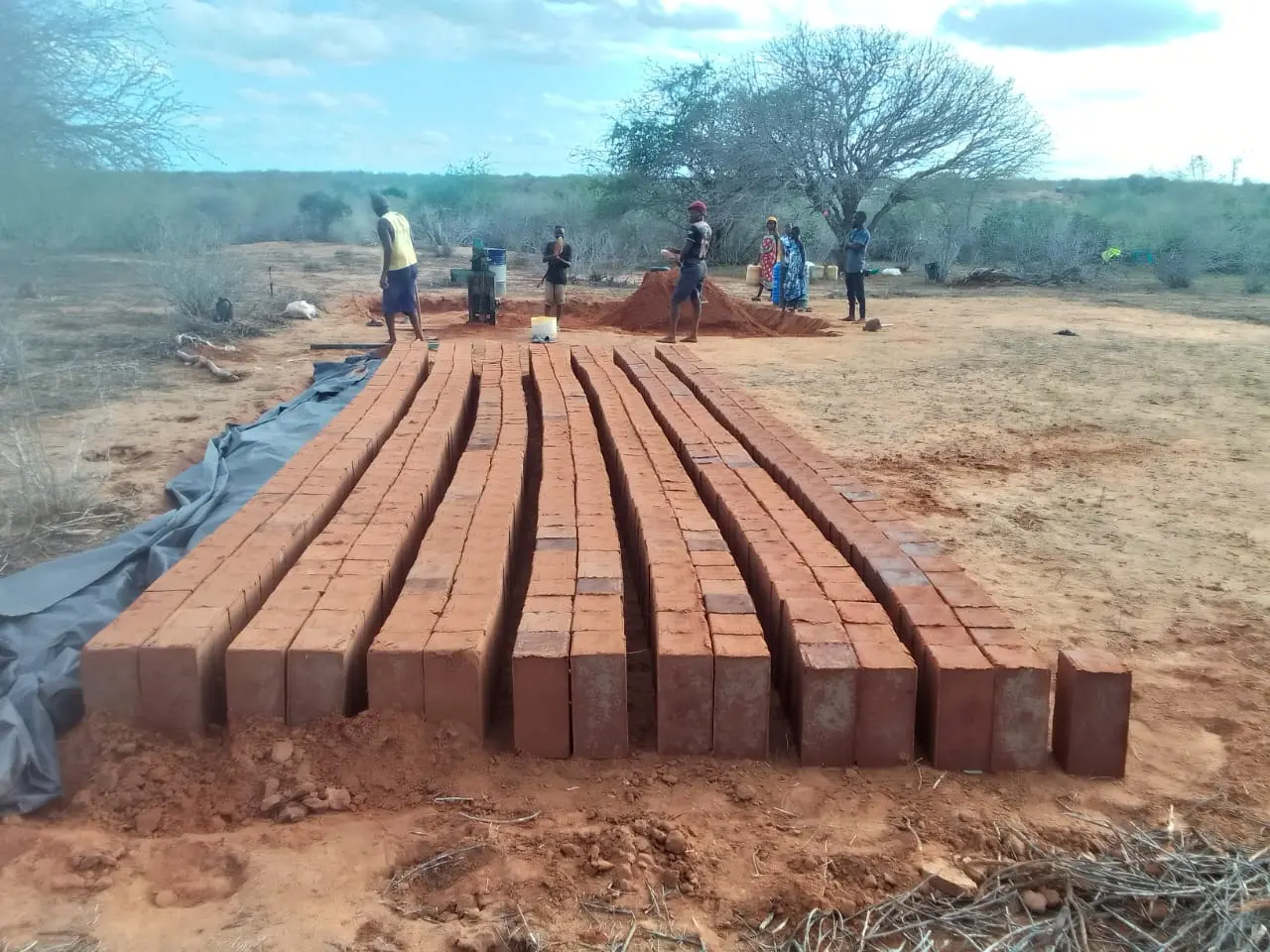 Bricks prepared for humanitarian construction project